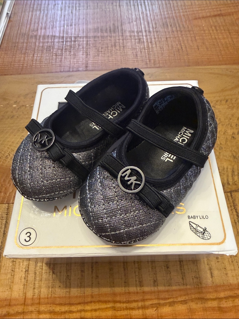 MICHAEL Michael Kors Black Baby Sandal in Logo Box